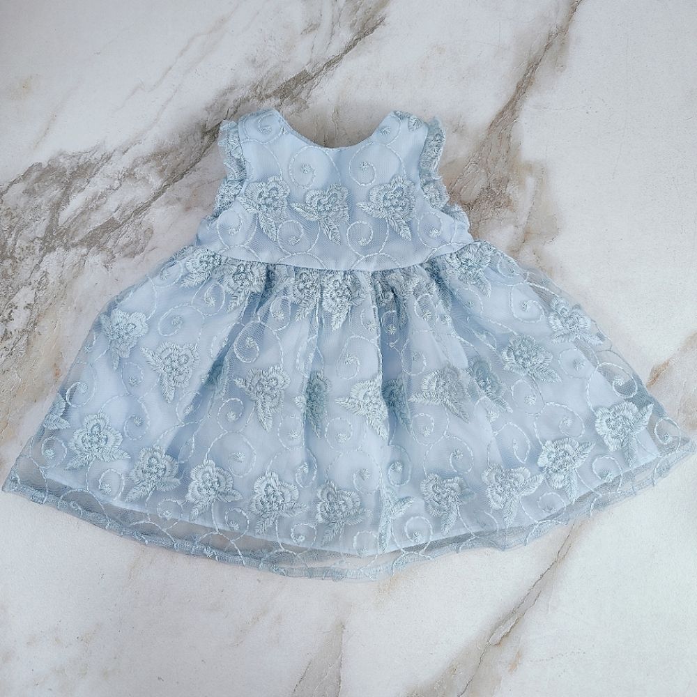 Mia & Mimi Baby Girl Blue Lace Overlay Party Dress, Sz NB